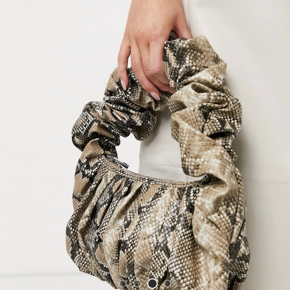 ASOS Super Ruched Shoulder Bag in Snake - Picture 2 of 4